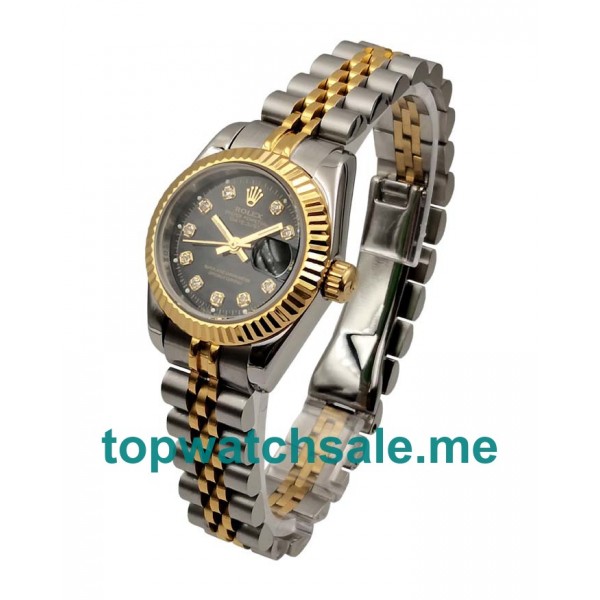 26MM Women Rolex Lady-Datejust 69173 Black Dials Replica Watches UK