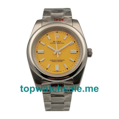 39MM Men Rolex Oyster Perpetual 114234 Yellow Dials Replica Watches UK