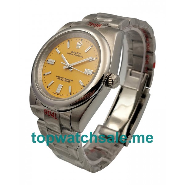 39MM Men Rolex Oyster Perpetual 114234 Yellow Dials Replica Watches UK