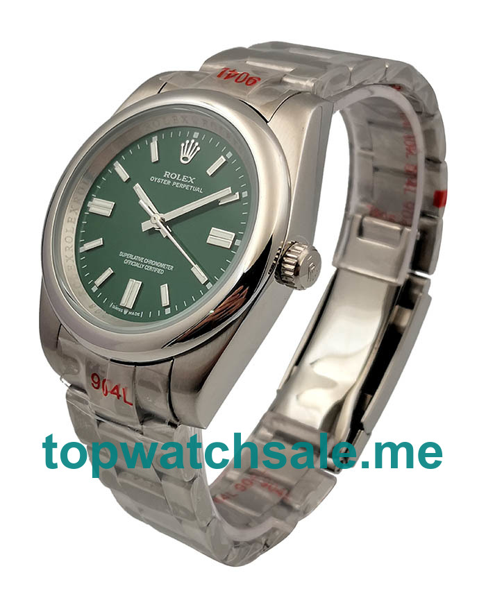 39MM Men Rolex Oyster Perpetual 114234 Green Dials Replica Watches UK