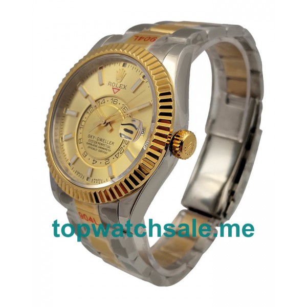 42MM Swiss Men Rolex Sky-Dweller 326933 Champagne Dials Replica Watches UK