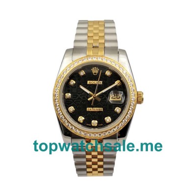 36MM Men Rolex Datejust 116243 Black Dials Replica Watches UK