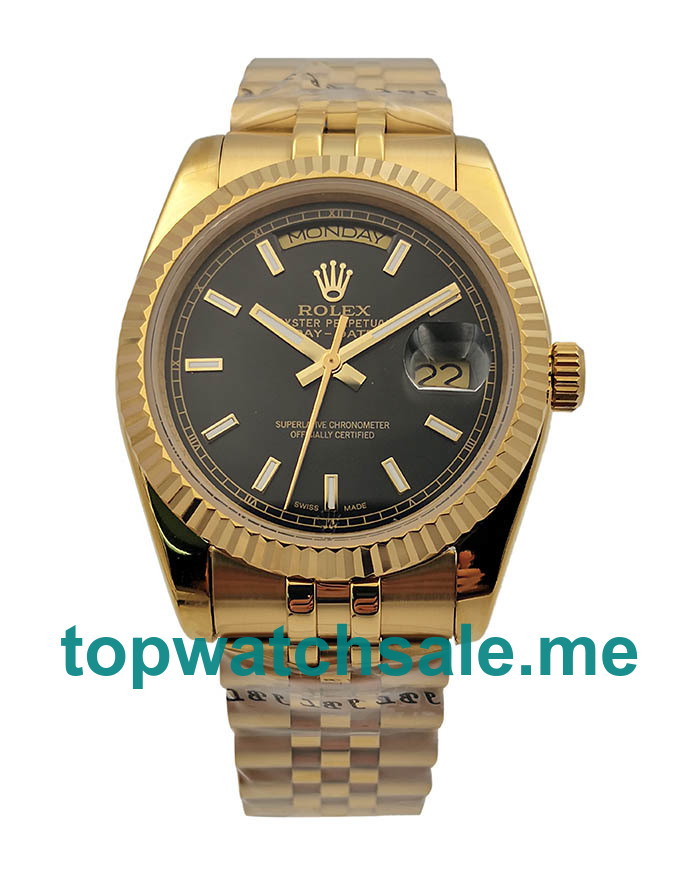 36MM Men Rolex Day-Date 118238 Black Dials Replica Watches UK