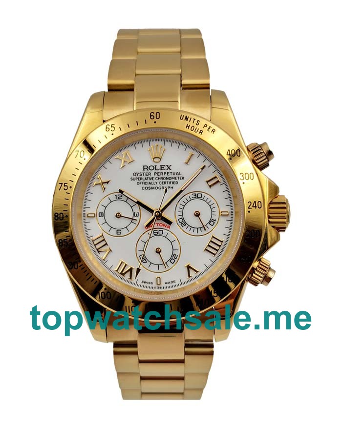 40MM Men Rolex Daytona 116528 White Dials Replica Watches UK