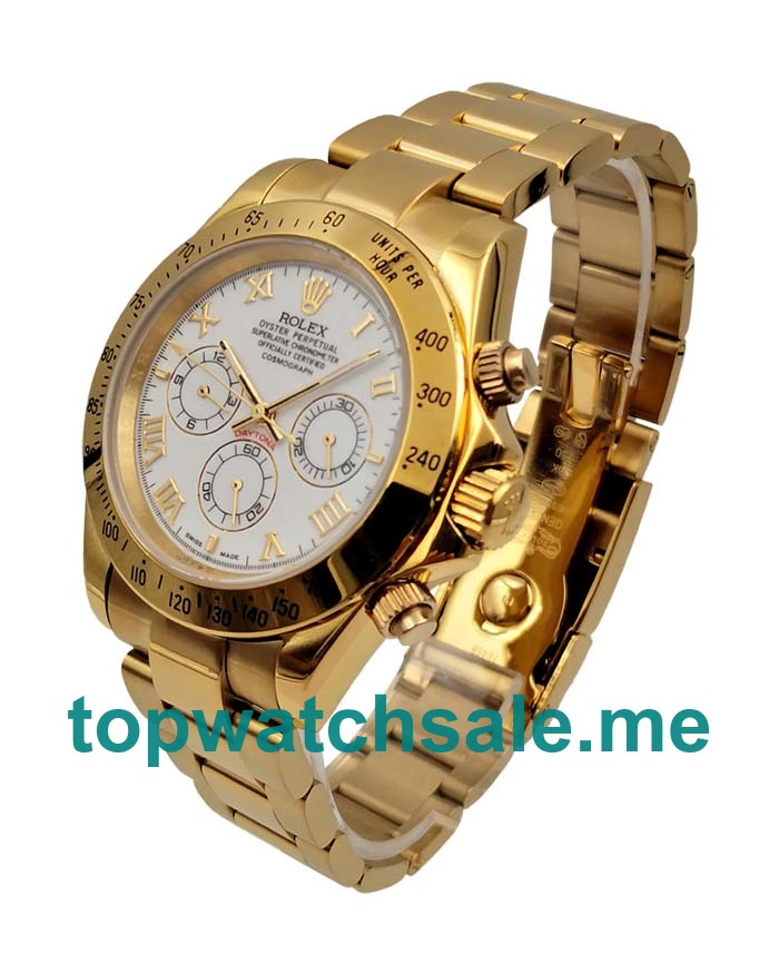 40MM Men Rolex Daytona 116528 White Dials Replica Watches UK