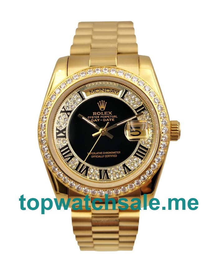 36MM Men Rolex Day-Date 118388 Black Dials Replica Watches UK