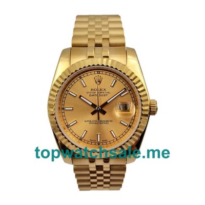 36MM Men Rolex Datejust 116238 Champagne Dials Replica Watches UK