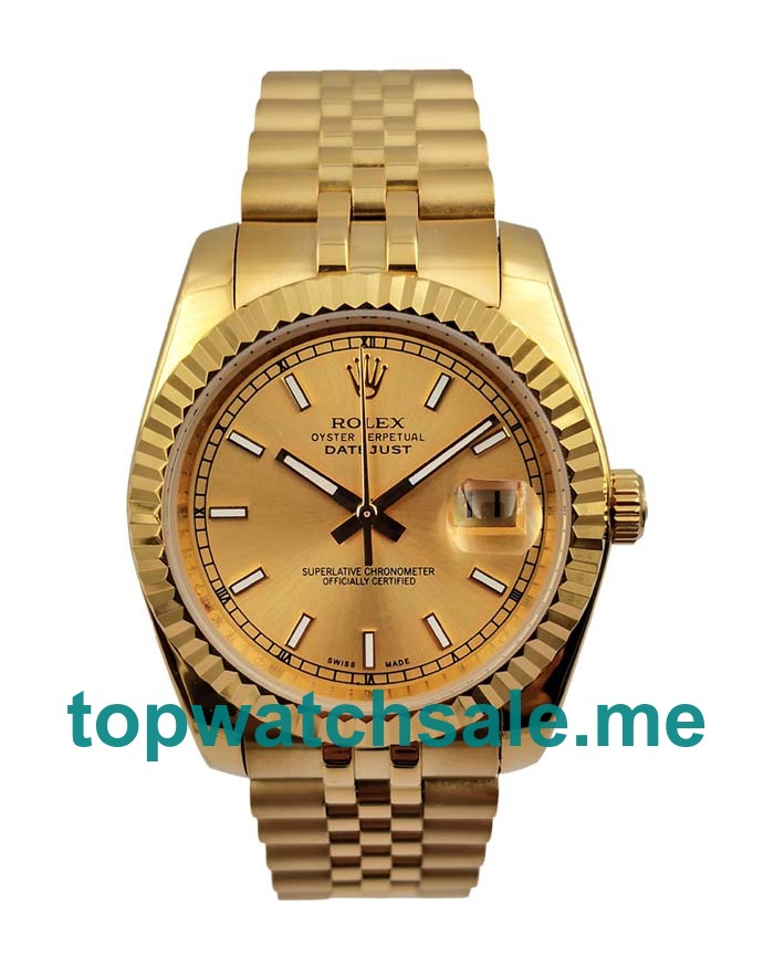 36MM Men Rolex Datejust 116238 Champagne Dials Replica Watches UK