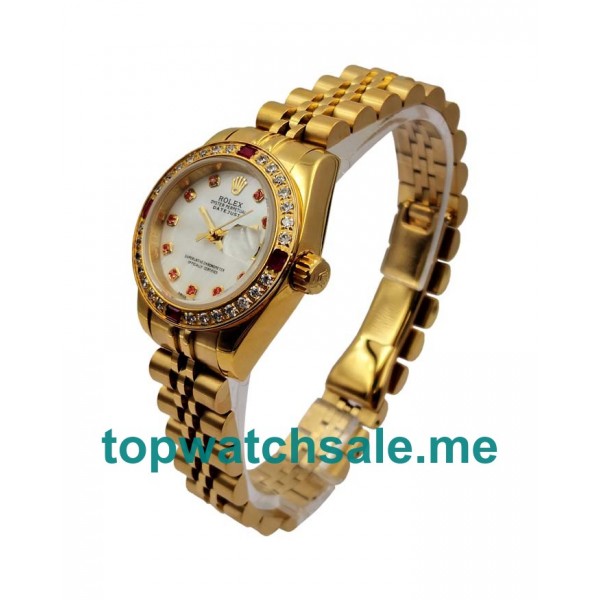26MM Women Rolex Lady-Datejust 179138 White Mother-of-pearl Dials Replica Watches UK