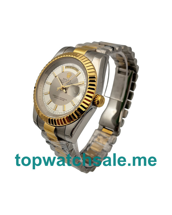 41MM Men Rolex Day-Date 218238 White And Gray Dials Replica Watches UK