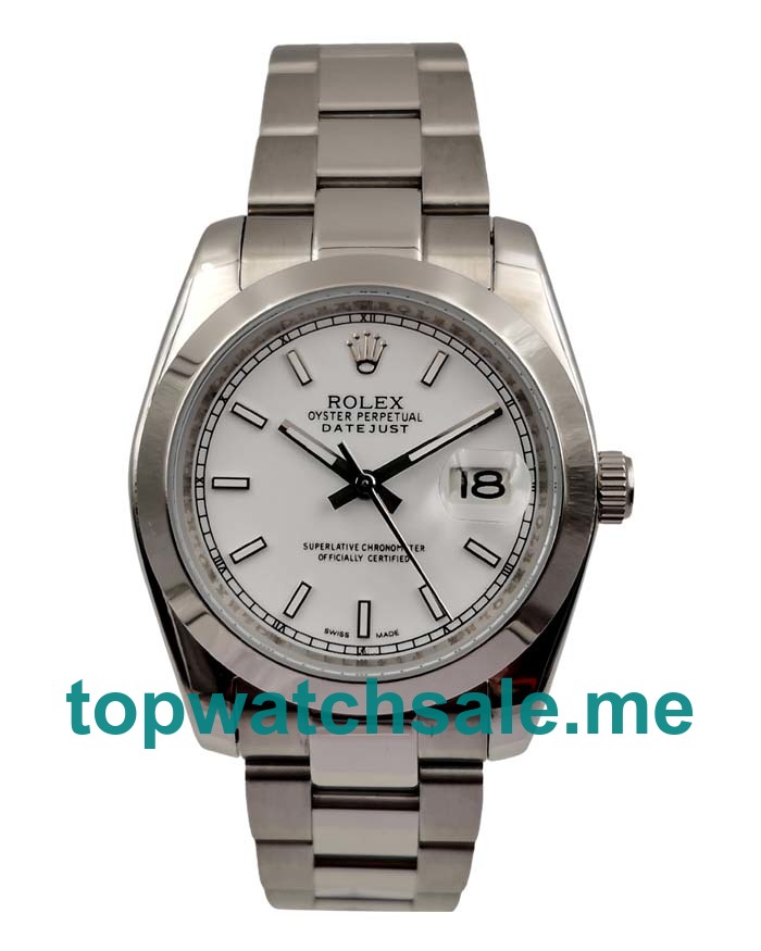 36MM Men Rolex Datejust 116200 White Dials Replica Watches UK