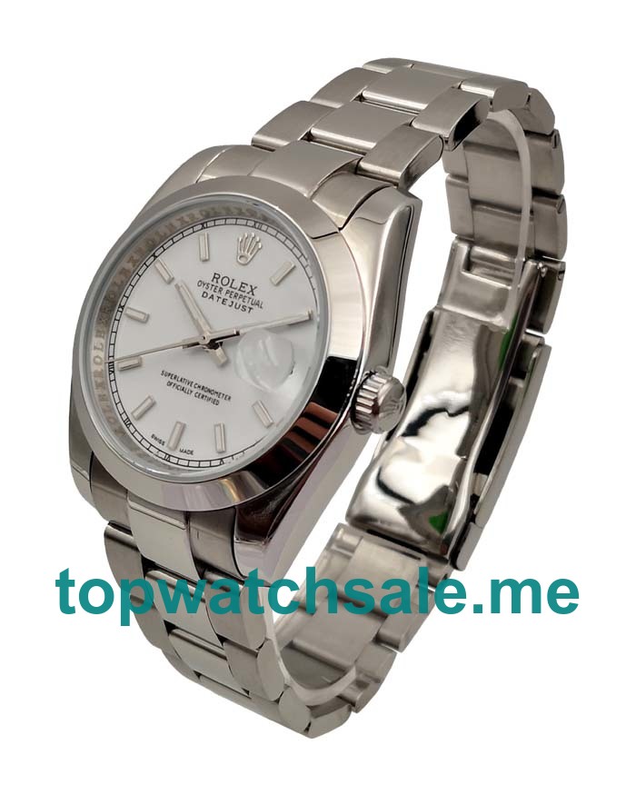 36MM Men Rolex Datejust 116200 White Dials Replica Watches UK