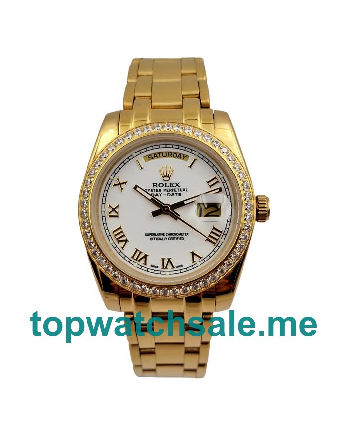 36MM Men Rolex Day-Date 118348 White Dials Replica Watches UK