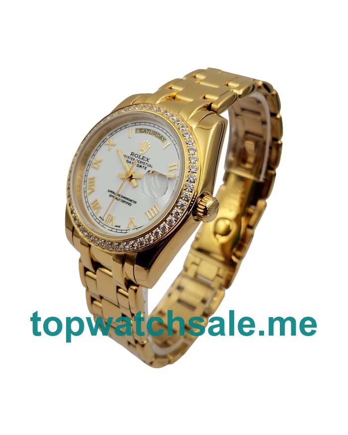 36MM Men Rolex Day-Date 118348 White Dials Replica Watches UK