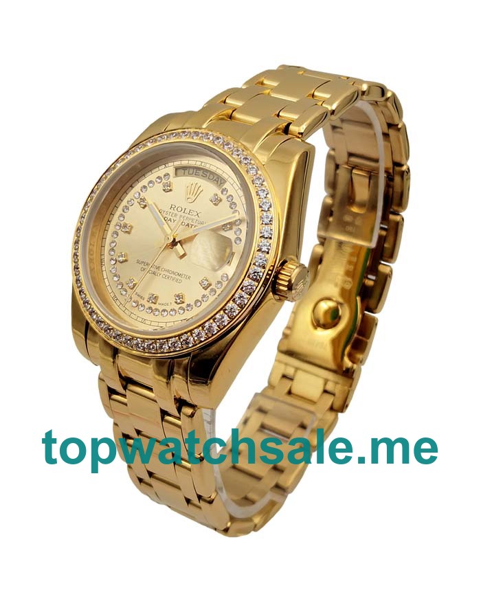 36MM Men Rolex Day-Date 118348 Champagne Dials Replica Watches UK