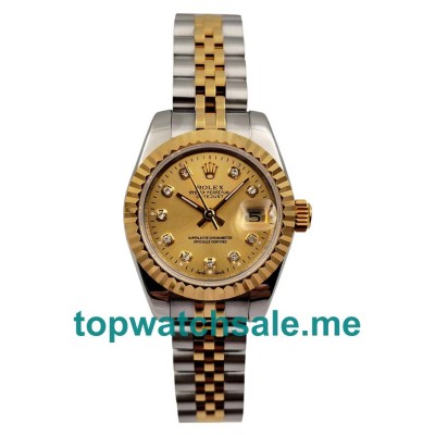 26MM Swiss Women Rolex Lady-Datejust 179173 Champagne Dials Replica Watches UK