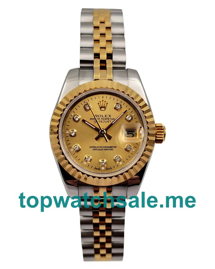 26MM Swiss Women Rolex Lady-Datejust 179173 Champagne Dials Replica Watches UK