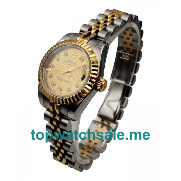 26MM Swiss Women Rolex Lady-Datejust 179173 Champagne Dials Replica Watches UK