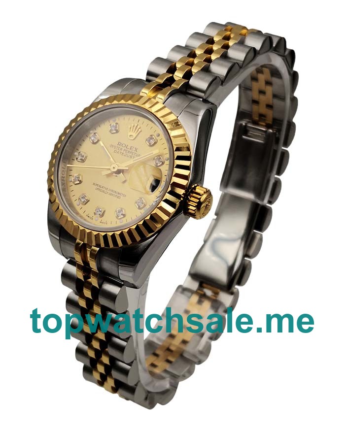 26MM Swiss Women Rolex Lady-Datejust 179173 Champagne Dials Replica Watches UK