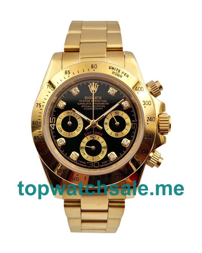 40MM Men Rolex Daytona 116528 Black Dials Replica Watches UK