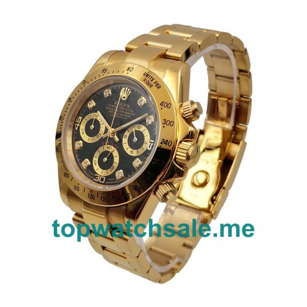 40MM Men Rolex Daytona 116528 Black Dials Replica Watches UK