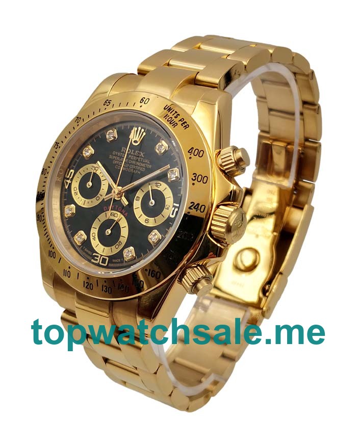 40MM Men Rolex Daytona 116528 Black Dials Replica Watches UK