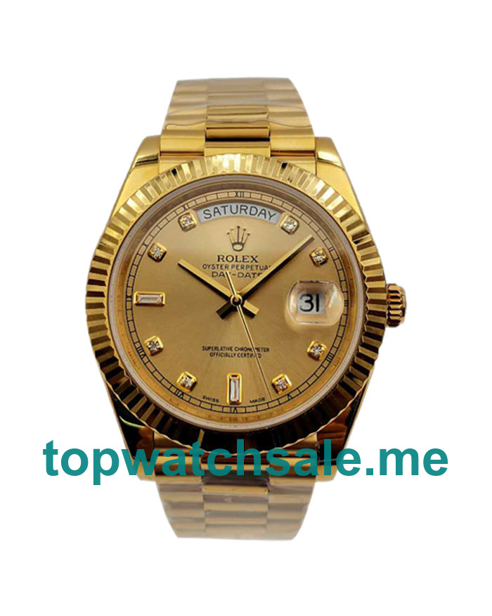 41MM Swiss Men Rolex Day-Date II 218238 KW Champagne Dials Replica Watches UK