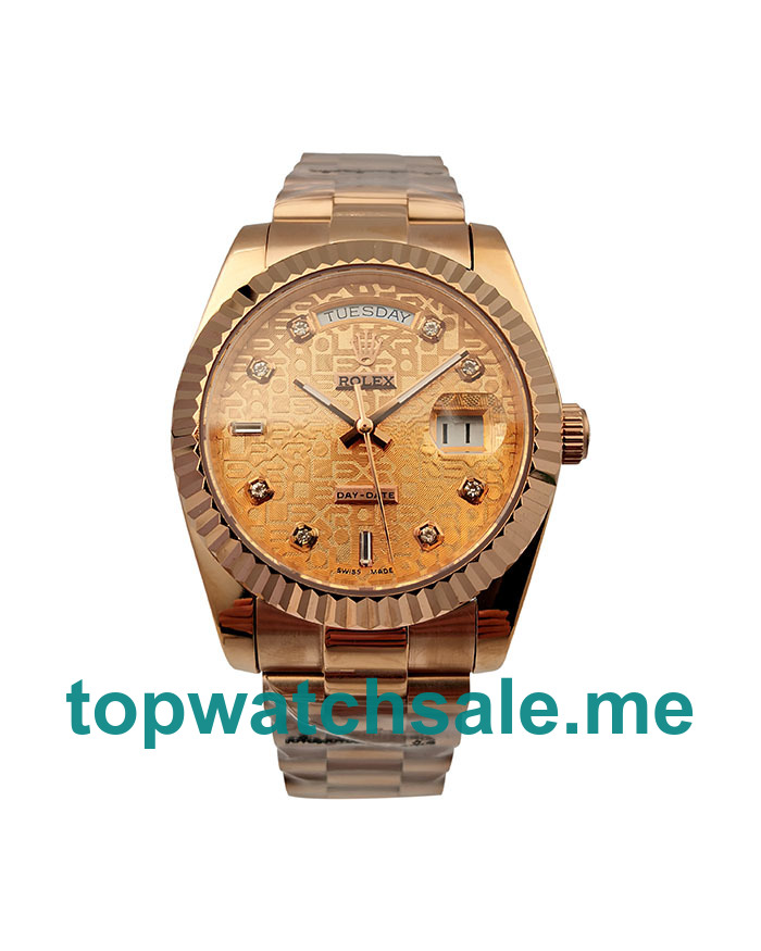 36MM Men Rolex Day-Date 118235 Rose Gold Dials Replica Watches UK