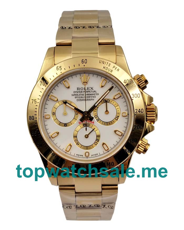 40MM Swiss Men Rolex Daytona 116528 White Dials Replica Watches UK