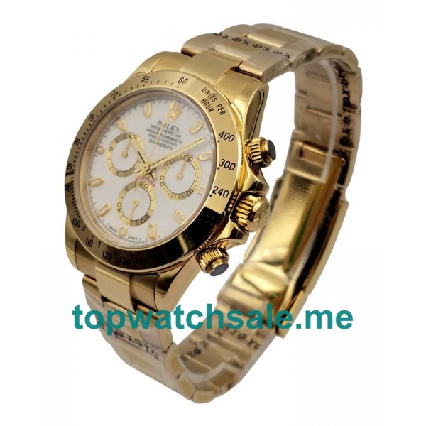 40MM Swiss Men Rolex Daytona 116528 White Dials Replica Watches UK