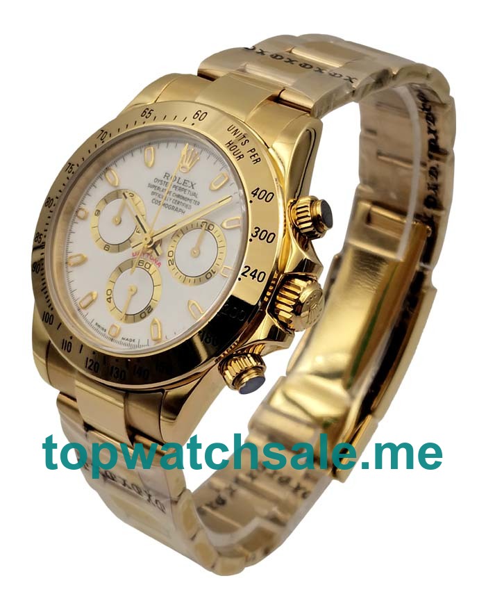 40MM Swiss Men Rolex Daytona 116528 White Dials Replica Watches UK