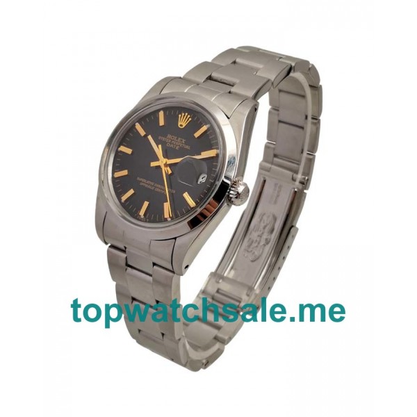 34MM Men Rolex Oyster Perpetual Date 115200 Black Dials Replica Watches UK