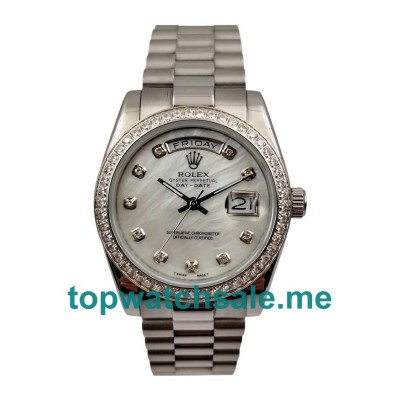 36MM Men Rolex Day-Date 118346 White Mother-of-pearl Dials Replica Watches UK