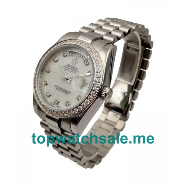 36MM Men Rolex Day-Date 118346 White Mother-of-pearl Dials Replica Watches UK