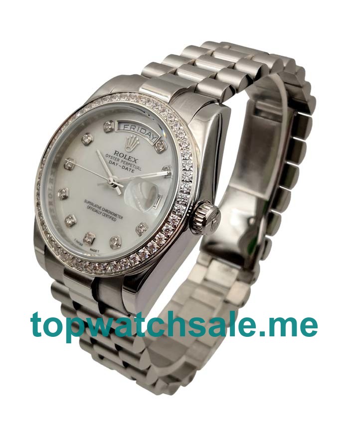 36MM Men Rolex Day-Date 118346 White Mother-of-pearl Dials Replica Watches UK