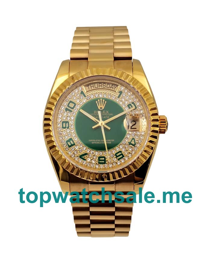 36MM Swiss Men Rolex Day-Date 118348 Green Dials Replica Watches UK