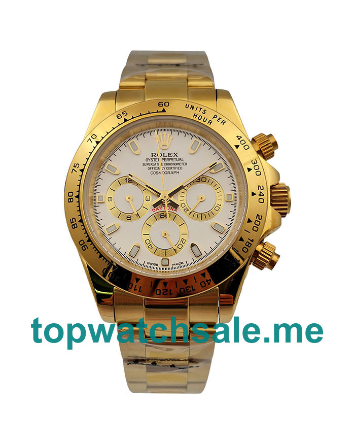 40MM Men Rolex Daytona 116528 White Dials Replica Watches UK