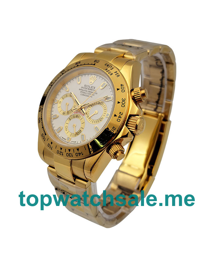 40MM Men Rolex Daytona 116528 White Dials Replica Watches UK