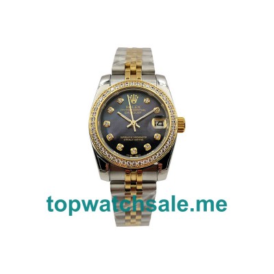 31MM Men Rolex Datejust 178383 Black Mother Of Pearl Dials Replica Watches UK