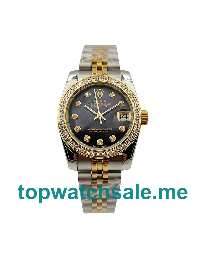 31MM Men Rolex Datejust 178383 Black Mother Of Pearl Dials Replica Watches UK