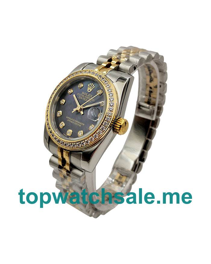 31MM Men Rolex Datejust 178383 Black Mother Of Pearl Dials Replica Watches UK