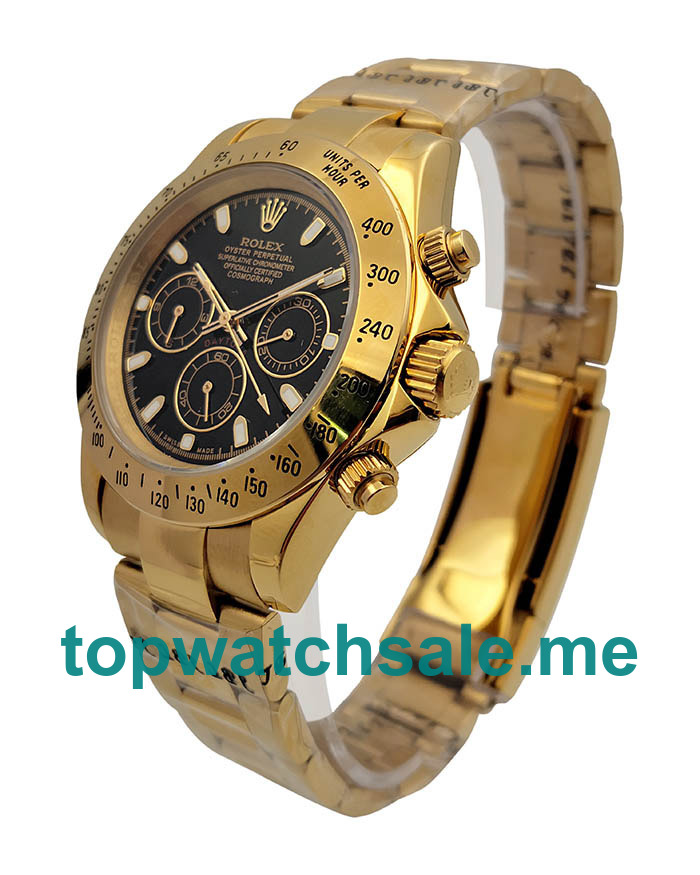 40MM Men Rolex Daytona 116528 Black Dials Replica Watches UK