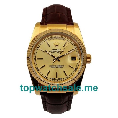 36MM Men Rolex Day-Date 18038 Champagne Dials Replica Watches UK