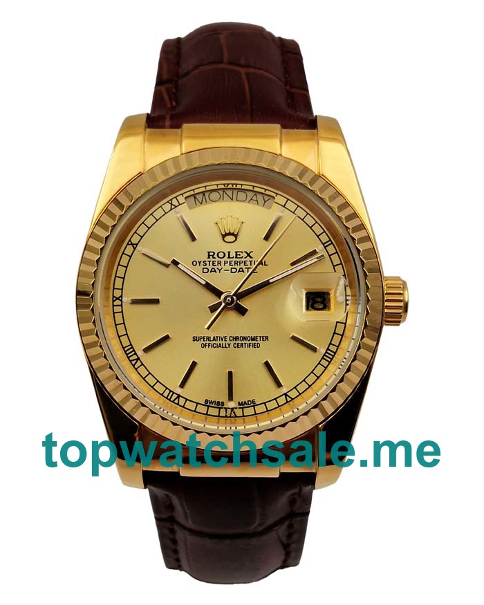 36MM Men Rolex Day-Date 18038 Champagne Dials Replica Watches UK