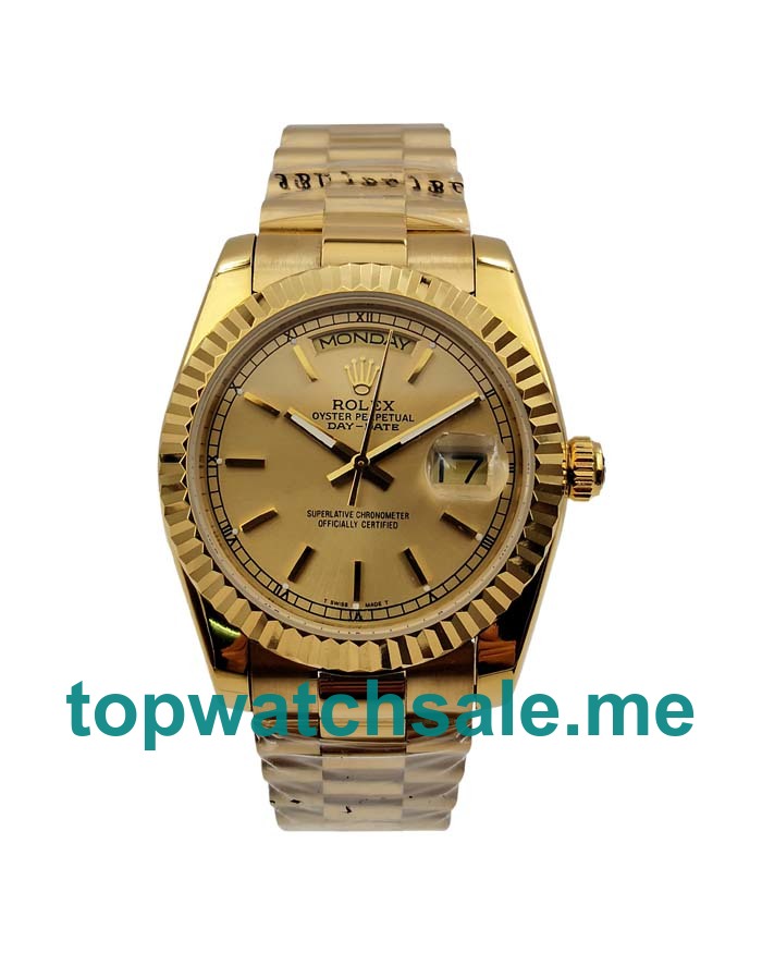 36MM Men Rolex Day-Date 1803 Champagne Dials Replica Watches UK