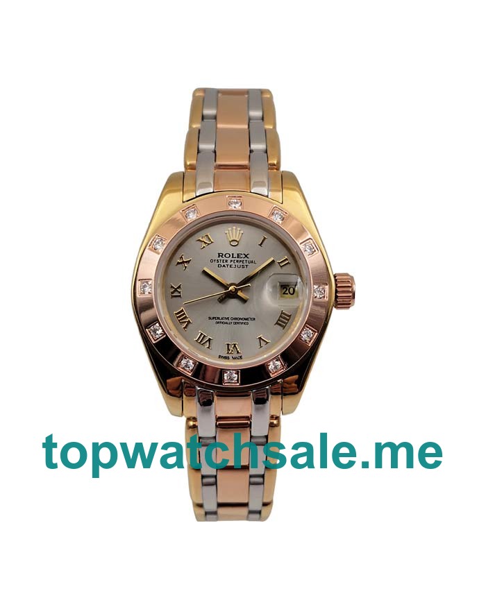 28MM Women Rolex Pearlmaster 80318 Rhodium Dials Replica Watches UK