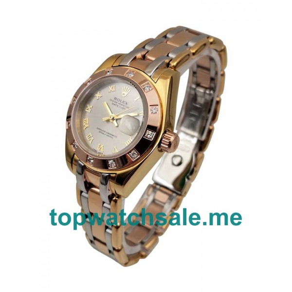28MM Women Rolex Pearlmaster 80318 Rhodium Dials Replica Watches UK