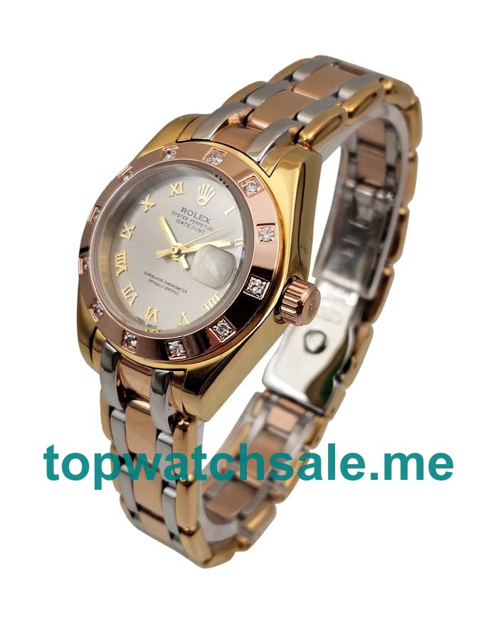 28MM Women Rolex Pearlmaster 80318 Rhodium Dials Replica Watches UK