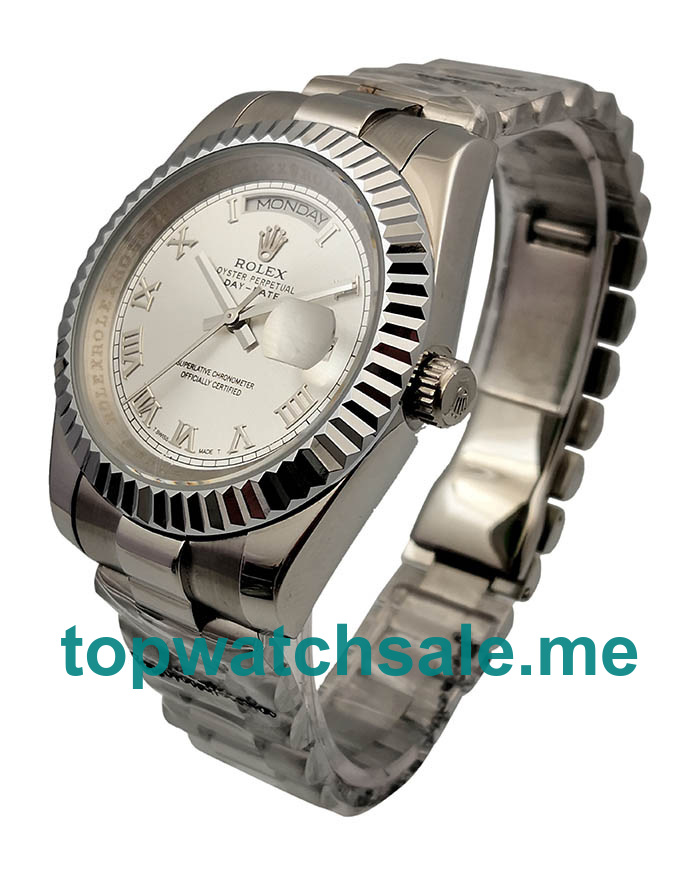 41MM Men Rolex Day-Date II 218239 Silver Dials Replica Watches UK