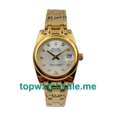 31MM Women Rolex Pearlmaster 81208 Silver Dials Replica Watches UK